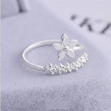 Nova moda requintado bela flor 925 prata esterlina não personalidade alérgica temperamento cristal anéis de abertura r203 2024 - compre barato