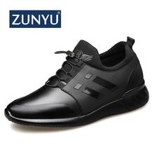 ZUNYU 2020 Men's Fashion Sneakers Man Casual Shoes Breathable Men Genuine Leather Shoes Big size Increasing Office Footwear 2024 - купить недорого