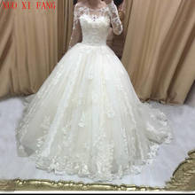 Винтажное кружевное бальное платье с аппликацией, свадебное платье с длинными рукавами, свадебные платья невесты с коротким шлейфом, Платье de mariee 2020, Vestido de Novia 2024 - купить недорого
