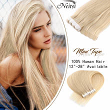Neitsi 12 "16" 20 "мини-лента в машине, сделанные Remy человеческие волосы для наращивания, прямые волосы для кожи, натуральный клей, бесшовный клей для волос 2024 - купить недорого