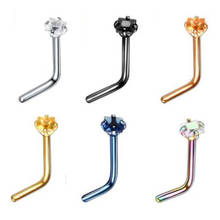 5Pcs Zircon Nose Stud Steptum Hooks Bar Piercing Earring Stainless Steel CZ Crystal L Shape Nose Ring Body Piercing  Jewelry 2024 - buy cheap