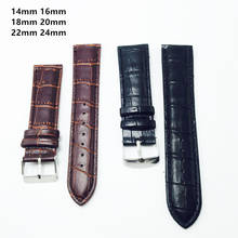 Luxury Watch Band Genuine Leather straps Watchbands 14mm 16mm 18mm 20mm 22mm 24mm watch accessories men Brown Black Belt band #5 2024 - buy cheap