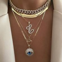 Fashion Gold Silver Color Lucky Turkish Evil Eye Women Fashion Round Charm Pendant Necklace Jewelry With Bling 5A Zircon Paved 2024 - buy cheap