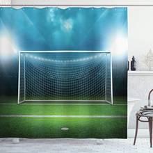 Cortina de chuveiro de futebol com coluna, cortina para chuveiro de futebol com plataforma esportes, jogo de final da equipe com tema para decoração de banheiro 2024 - compre barato