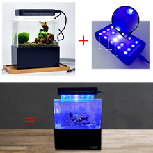 Mini tanque de peces mejorado, luz LED azul, pecera de plástico de escritorio con filtración de agua, bomba de aire silenciosa, Mini acuario 2024 - compra barato