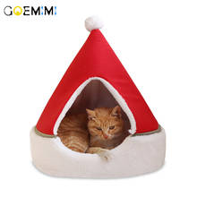 Кровать для кошек зимняя теплая Рождественская спальная кровать для кошек домашних животных пещера для собак Съемная кровать для домашних животных для кошек cama para gato 2024 - купить недорого