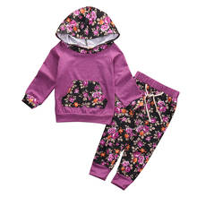 Newborn Infant Toddler Baby Girls Fall Winter Clothes Long Sleeve Floral Hooded Sweatshirt+Pants Leggings 2pcs Outfits Set 0-24M 2024 - buy cheap