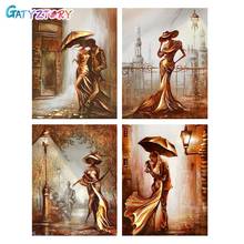 Gatyztory 60×75cm Painting By Number Gold Figure Canvas Drawing Handpainted Kits Acrylic Paints Art Unique Gift Wall Decor 2024 - buy cheap