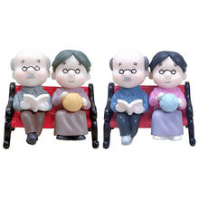 3Pc/set Figures Chair Book Grandma Grandpa Old Couple DIY Garden Ornament Doll Couple Gift Figurines Miniature Home Decore 2024 - buy cheap