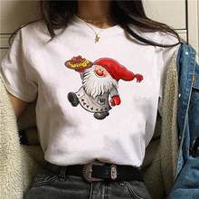 Женская футболка с рисунком Санта-Клауса, с надписью «Merry Christmas» 2024 - купить недорого