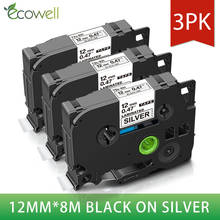 Ecowell 3PK 12mm*8m Laminated Label Compatible for 931 Printer Ribbon Black on Silver Compatible for Label Printers 2024 - buy cheap