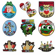 Embroidery Patch Oeteldonk Emblem Iron On Patches For Clothing Cartoon Frog EmbroideredPatches On Clothes Stripes Stickers DIY 2024 - buy cheap