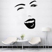 Girls Room Wall Stickers Removable Beauty Saolon Decor Cheerful Face Wink Vinyl Decals Beautiful Art Mural O88 2024 - buy cheap