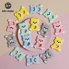 Food Grade Silicone Teether 5pcs Bear Wholesale Chewing Gum Teething Rodent Pendant Baby Shower Gift DIY Accessories Let's Make 2024 - buy cheap