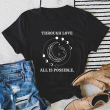 Camiseta estética de fases de la luna Celestial para mujer, camiseta de astrología Vintage de "amor todo es necesario", Top de amor cristiano 2024 - compra barato
