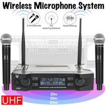 Micrófono de mano inalámbrico, sistema UHF profesional con micrófono inalámbrico, 2 canales, suministros para fiesta de voz, Cardioid 2024 - compra barato