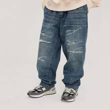 Pantalones vaqueros holgados de Hip-Hop para hombre, Jeans informales, con agujeros rectos, XXL, otoño 2024 - compra barato