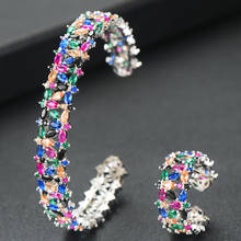 Lindo conjunto de joias estilo dubai boêmio com 2 pçs de pulseira aberta feminina casamento festa diária moda 2024 - compre barato