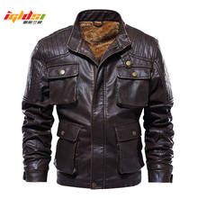 Men's Winter Fleece Thicken Leather Jacket Men Vintage Motorcycle Leather Jacket Coat Fashion Pigskin Leather Jacket L-5XL 2024 - buy cheap