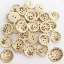 100 pçs botões de madeira natural para handwork costura scrapbook vestuário artesanato acessórios presente cartão decoração 15-25mm 2024 - compre barato