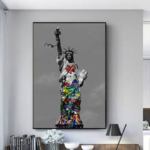 Pintura en lienzo de arte de la Estatua de la libertad, carteles e impresiones de arte callejero, imágenes artísticas de pared abstractas para decoración del hogar 2024 - compra barato