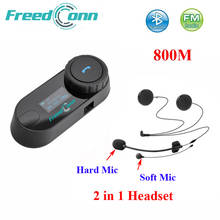 Freedconn TCOM-SC Bluetooth переговорное устройство для мотоциклетной гарнитуры с ЖК-экраном + FM-радио, переговорное устройство для шлема 2024 - купить недорого