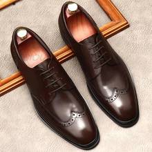 Tamanho grande 6-12 oxford sapatos de couro genuíno masculino sapatos brogue clássico marrom preto formal sapatos de casamento de negócios para homem 2024 - compre barato