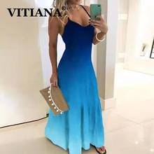 VITIANA Women Puls Size Gradient Sexy Beach Dresses Summer 2020 Female Sleeveless Backless Blue Party Dress Femme Black Vestidos 2024 - buy cheap
