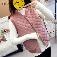 Sanishroly colete de algodão feminino sem mangas, jaqueta curta grossa e quente de veludo para outono e inverno casual 775 2024 - compre barato