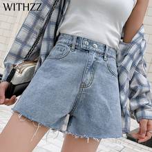 WITHZZ Summer Denim Shorts Women's High Waist Loose Straight Jeans 2024 - buy cheap