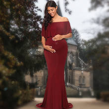 Baby Shower Maxi Photography Props Maternity Clothes Pregnancy Dresses for Photo Shoot V neck Long Dress Long Sleeve Dress 2024 - buy cheap