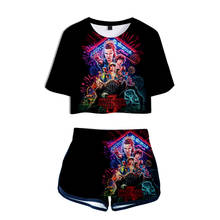 Hot TV series Stranger Things Season 4 Two Piece Set Women Girls Crop Tops Shorts Stranger Things Dew navel Short T-shirt Suit 2024 - buy cheap