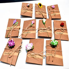 5pack/lot Vintage DIY Kraft Paper Handmade Dried Flowers with envelope Postcard Greeting Card Birthday Card New Year Gift Cards 2024 - buy cheap