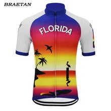 Florida cycling jersey men red yellow short sleeve bike clothing cycling wear jersey bicycle clothes braetan 2024 - buy cheap