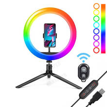 26CM LED RGB Ring Light Desktop Tripod For Makeup Phone Computer Recording Studio Youtube Video Streaming Photography Lamp 2024 - buy cheap