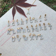 Ethlyn alfabeto letra A-Z pingente brincos para as mulheres personalizado branco cristal jóias rosa ouro cor gargantilha colar 2024 - compre barato