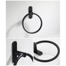 Black Space Aluminum Towel Holder Round Bath Towel Ring Wall Mounted Rack Shelf W3JA 2024 - buy cheap