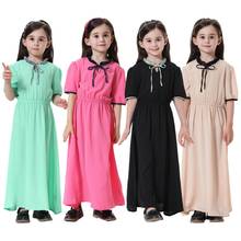 Модное детское мусульманское платье для девочек, черное, розовое, зеленое, абайя, исламская, юго-восточная азия, детские платья, байя, традиционная детская одежда 2024 - купить недорого