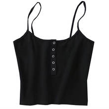 Verão 2019 camisa slim de botão sexy feminina top crop sem mangas camisa de algodão feminina top colete sólido crop top camisola sem mangas 2024 - compre barato