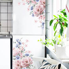 Романтические синие розовые цветы наклейки для гостиной угловая Спальня крыльцо украшение на Холодильник настенные наклейки съемные 2024 - купить недорого