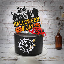 Картонный замок призрак ведьма тыква летучая мышь Тема Хэллоуин торт Топпер мультфильм украшения торта товары для Хэллоуина 2024 - купить недорого