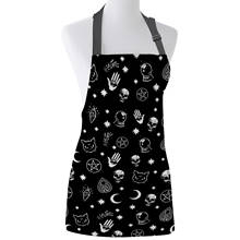 Delantal con estampado de adivinación, Calavera, Luna y bruja negra, babero de cocina Unisex con cuello ajustable para cocinar y jardinería 2024 - compra barato