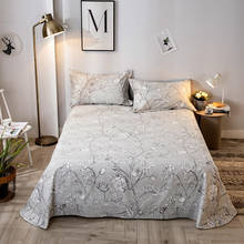 Плоское постельное белье, серый цвет, 1 шт, с цветочным рисунком, для односпальной/двуспальной кровати, хлопок 2024 - купить недорого