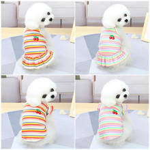 Rainbow Striped Dog Clothes Vest Short Knitted Pet Dress Dog Shirt for Small Dogs Chihuahua Poodle Cherry Summer Cat Costumes 2024 - buy cheap