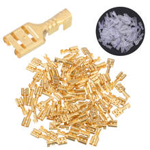 100Set Golden Female Spade Connectors 4.8mm Brass Crimp Terminals Set with Insulating Sleeves 2024 - buy cheap