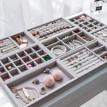 Fashion DIY Jewelry Box Drawer Storage Organizer Gray Soft Velvet Jewellery Earring Necklace Pendant Bracelet Tray Organizer 2024 - buy cheap
