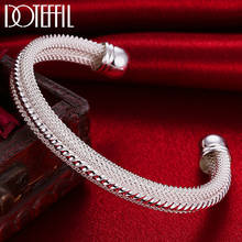 DOTEFFIL 925 Sterling Silver Woven Mesh Bangle Bracelet For Woman Wedding Engagement Fashion Charm Party Jewelry 2024 - buy cheap