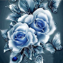 Полная круглая дрель 5D DIY Алмазная картина синий цветок вышивка крестиком ручное увлечение мозаикой картина Стразы домашний декор 2024 - купить недорого