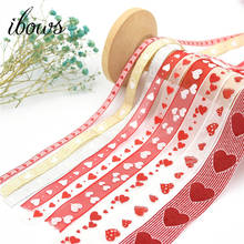 IBOWS 10meters Christmas Ribbon red color Cute Heart printed organza ribbon For DIY Bownot Gift Wrapping Party Decorations 2024 - buy cheap
