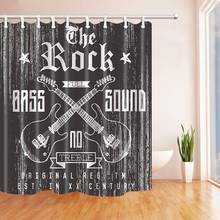 Cortina de chuveiro com som vetor rock full bass, com guitarras cruzadas, tecido de poliéster, decoração de banheiro, cortinas de banho 2024 - compre barato